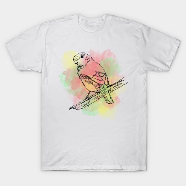 Birds Illustration Line art with Watercolor Background #7580 T-Shirt by ShopBuzz